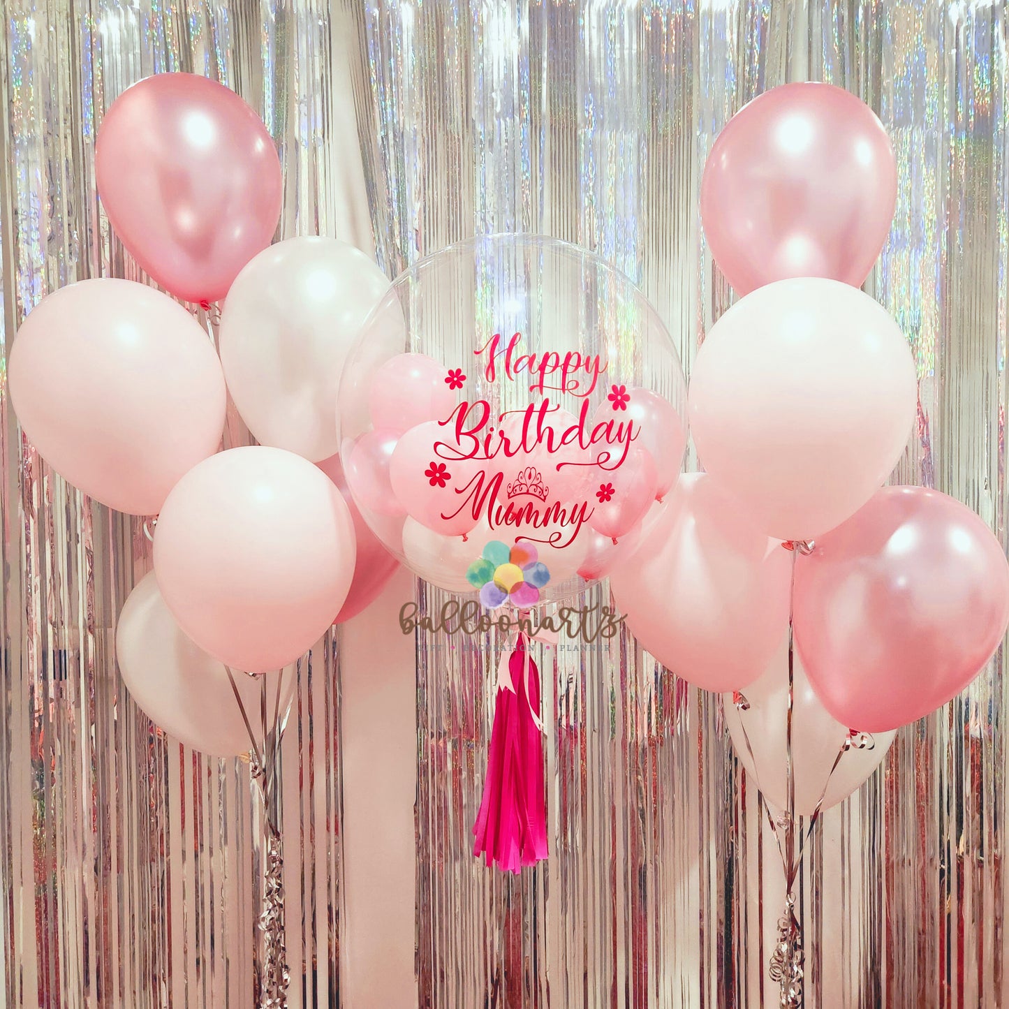 24“ PINK FLOWER BUBBLE BALLOON