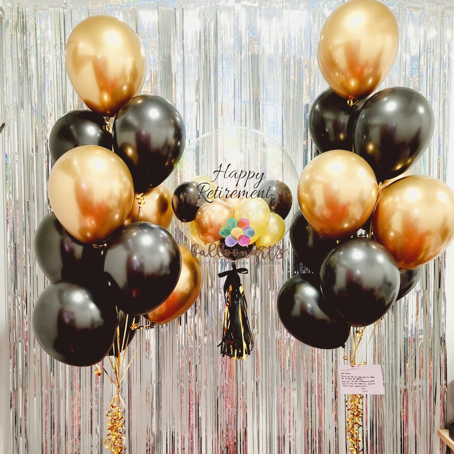24“ ELEGANT BLACK GOLD BUBBLE BALLOON