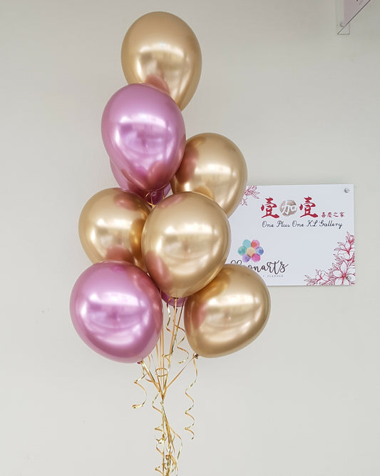 Pink & Gold Chrome Balloon In A Bunch